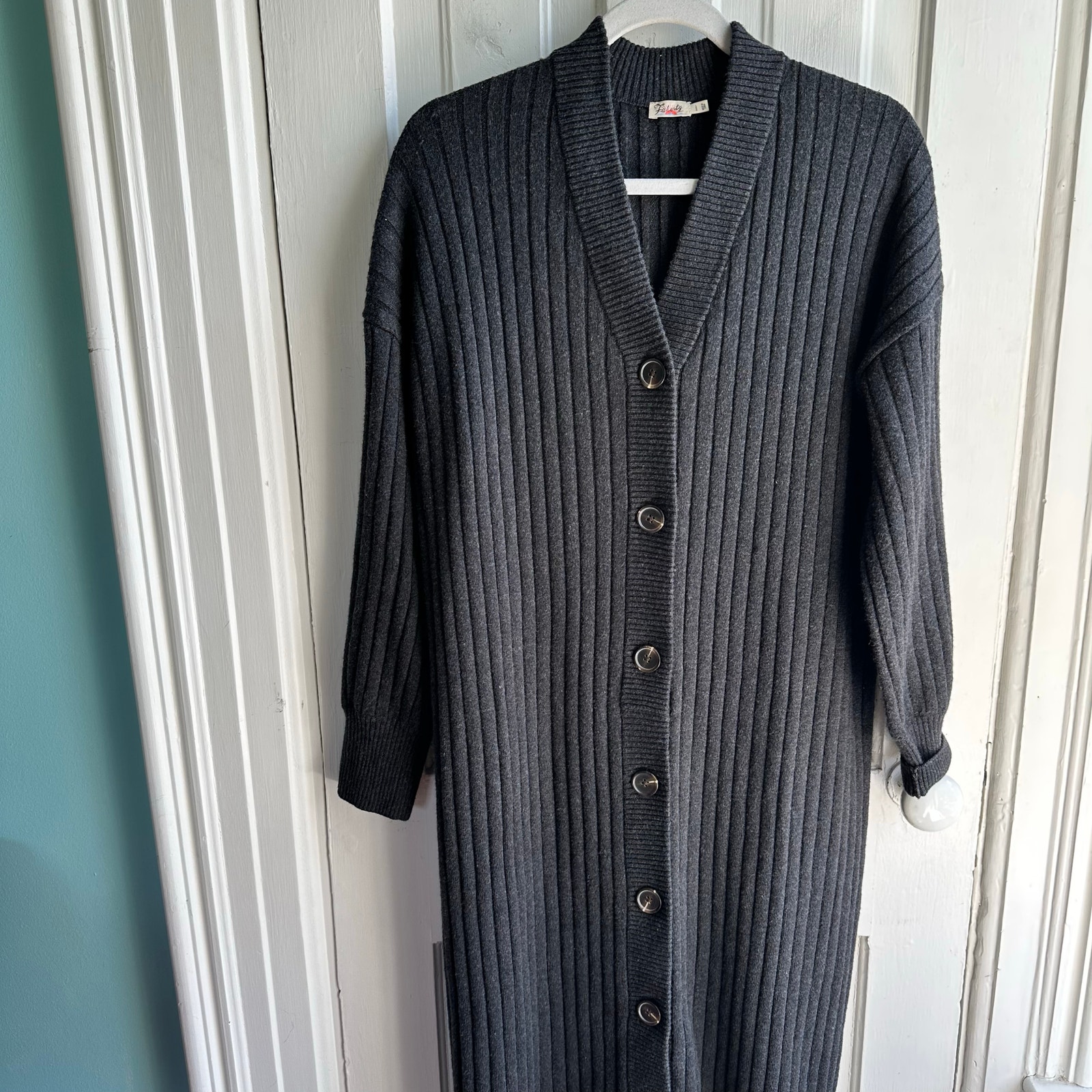 Faherty Jackson Long Sleeve Rib Sweater Dress In Ash Heather