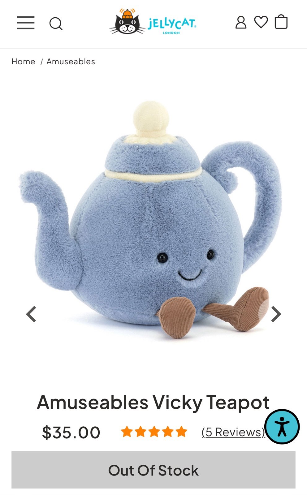 Jellycat Amuseables Vicky Teapot