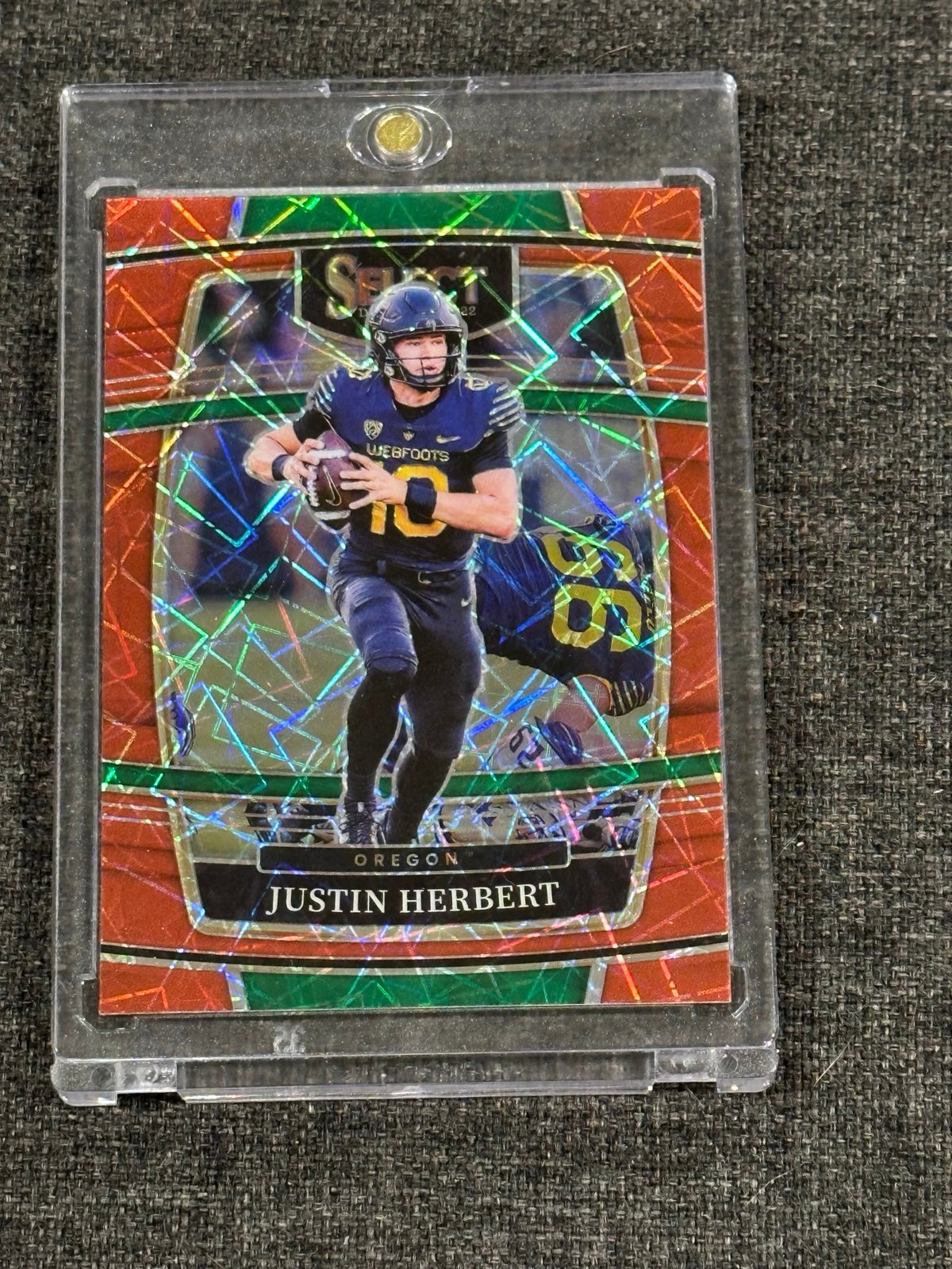 Justin Herbert 2022 Select Draft Picks Red Laser Prizm Concourse 38-Oregon