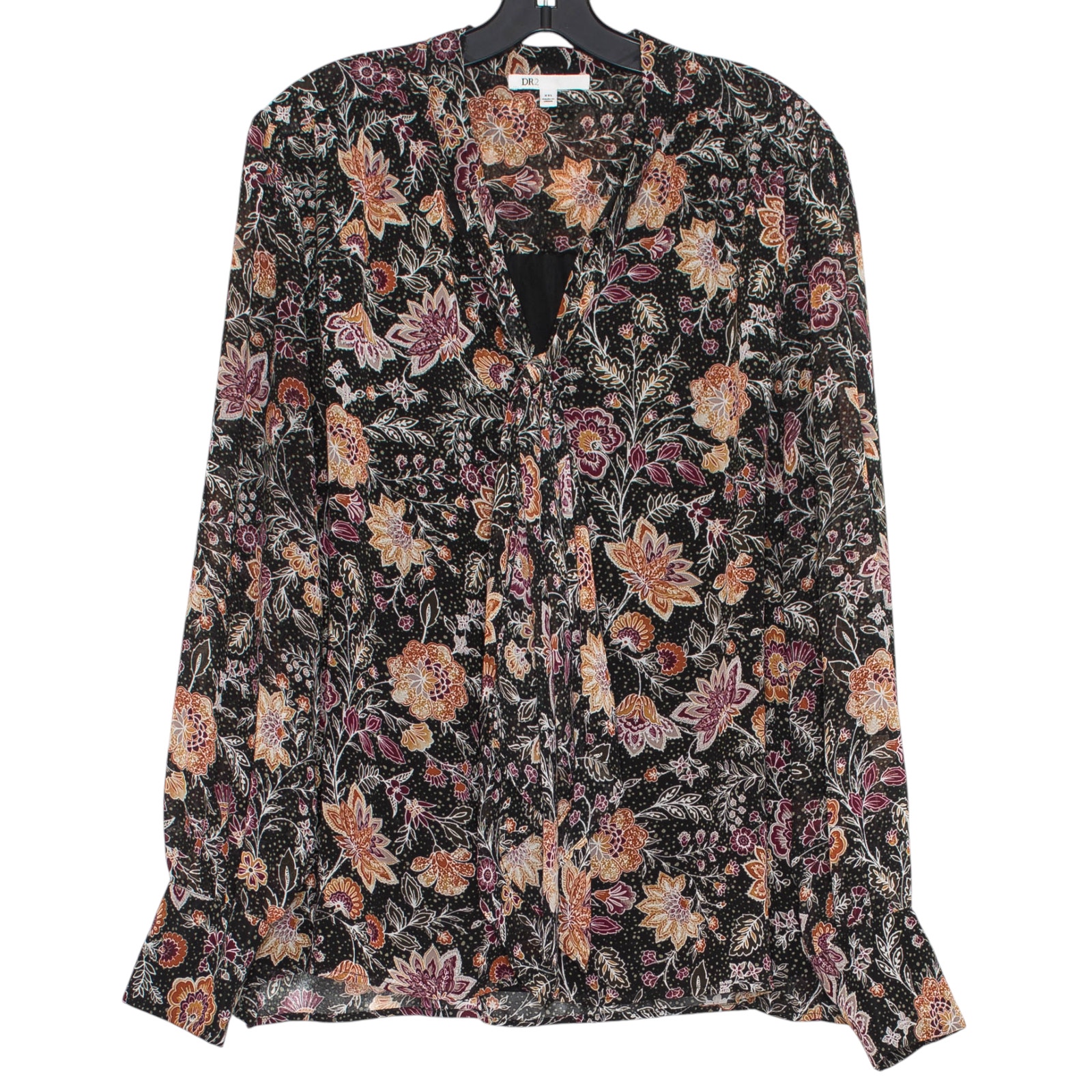 Top Sheer Whimsigoth Fairy Grunge Boho Cottage Coastal Grandma Floral Black XXL