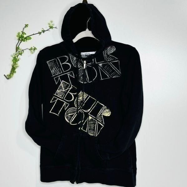 Burton Black Graphic Logo Zip Up Hoodie Sweatshirt