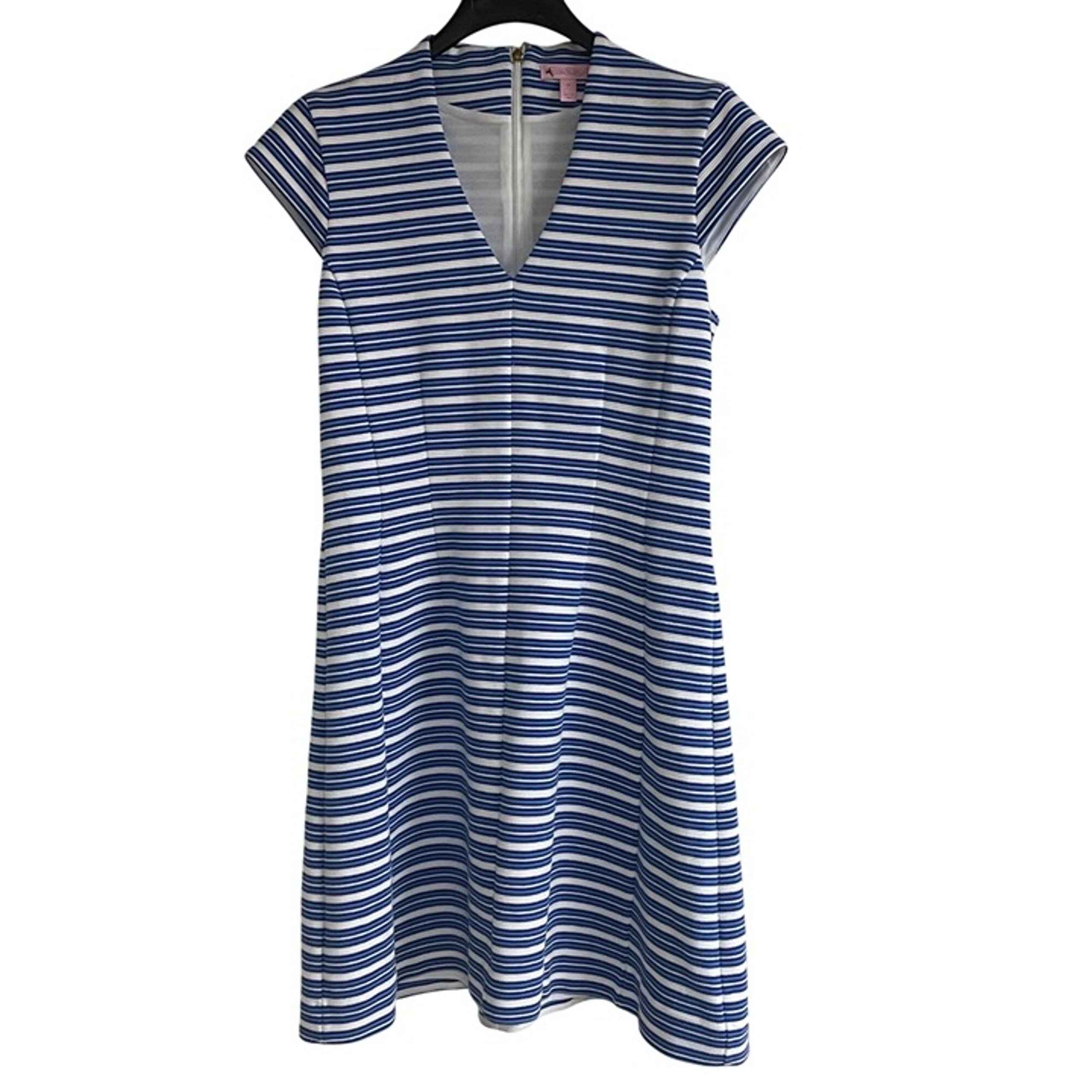 Lilly Pulitzer Bree Dress Ottoman Stripe Bay Blue Sz MED  12360 Casual Vacation