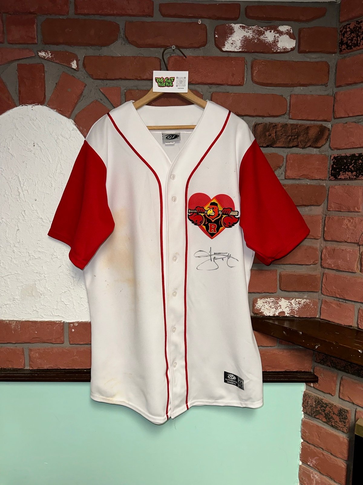 Vintage MiLB Rochester Red Wings White/Red Valentines Day Love Heart #9 Jersey