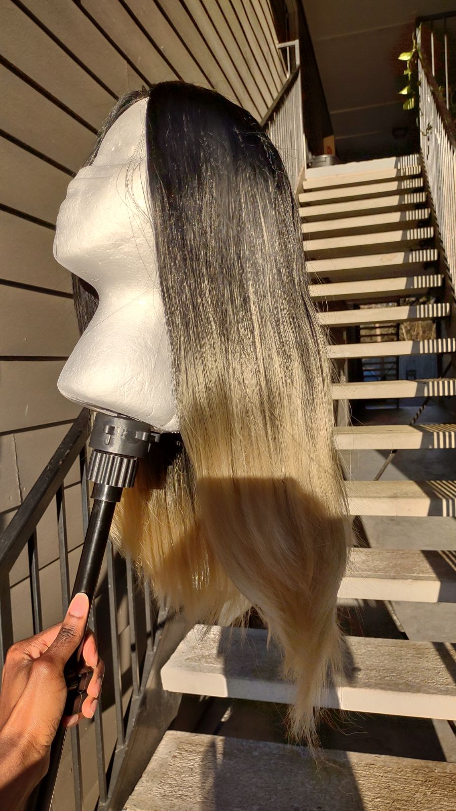 Ombre platinum blond Human hair blend