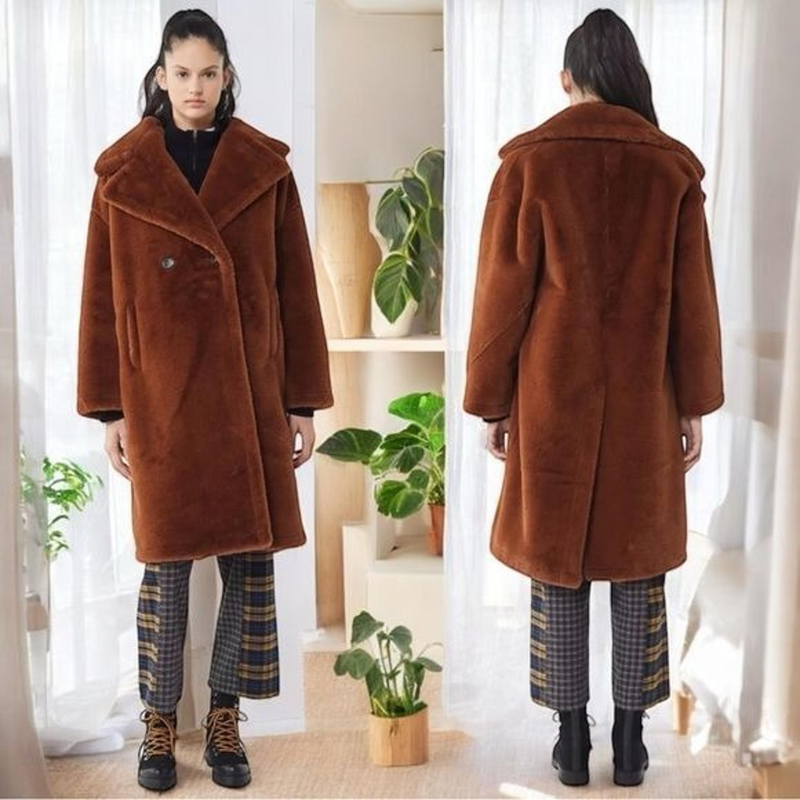 NWOT Avec Les Filles Oversized Faux Fur Coat in Espresso Brown Women’s Size M