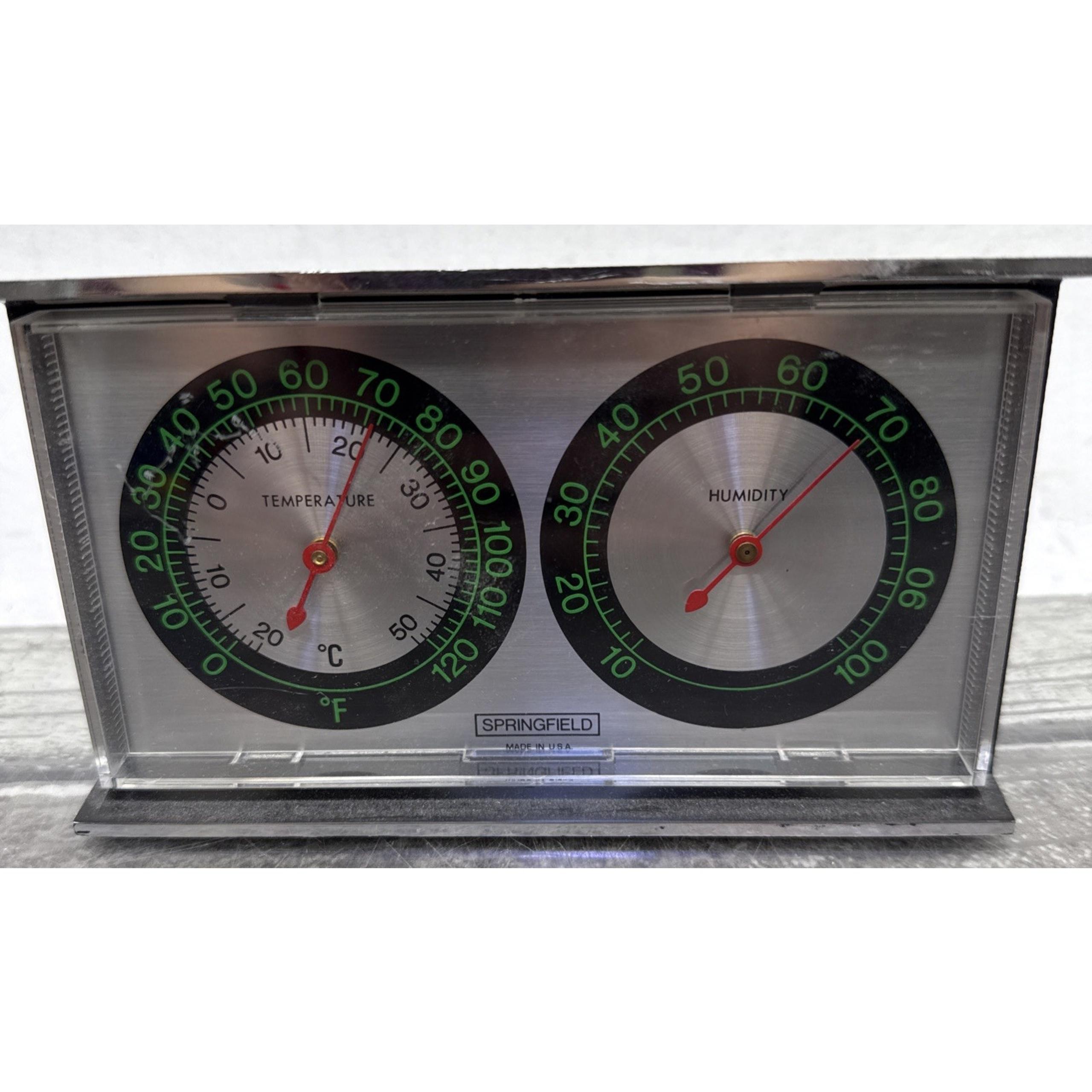 Vintage Temperature And Humidity Gauge By Springfield USA Great Condition Rare