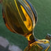 Vintage Fat Amber Viking 6 Pedal Swung Vase