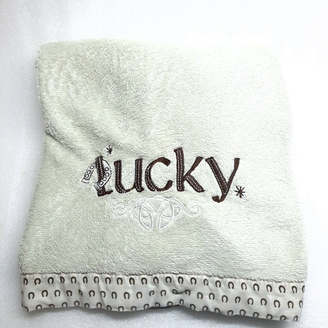 Tiddliwinks LUCKY Baby Blanket green sage horse equestrian Horseshoe Target