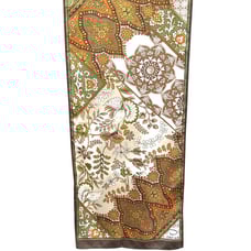 Vintage Oscar De La Renta Brown Green Botanical Floral Hand Rolled Silk Scarf