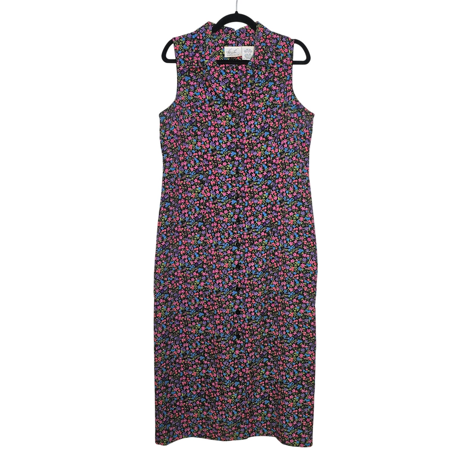 VTG 90s Kathie Lee Maxi Shirt Dress Womens Size 14 Coquette Cottage Floral Boho