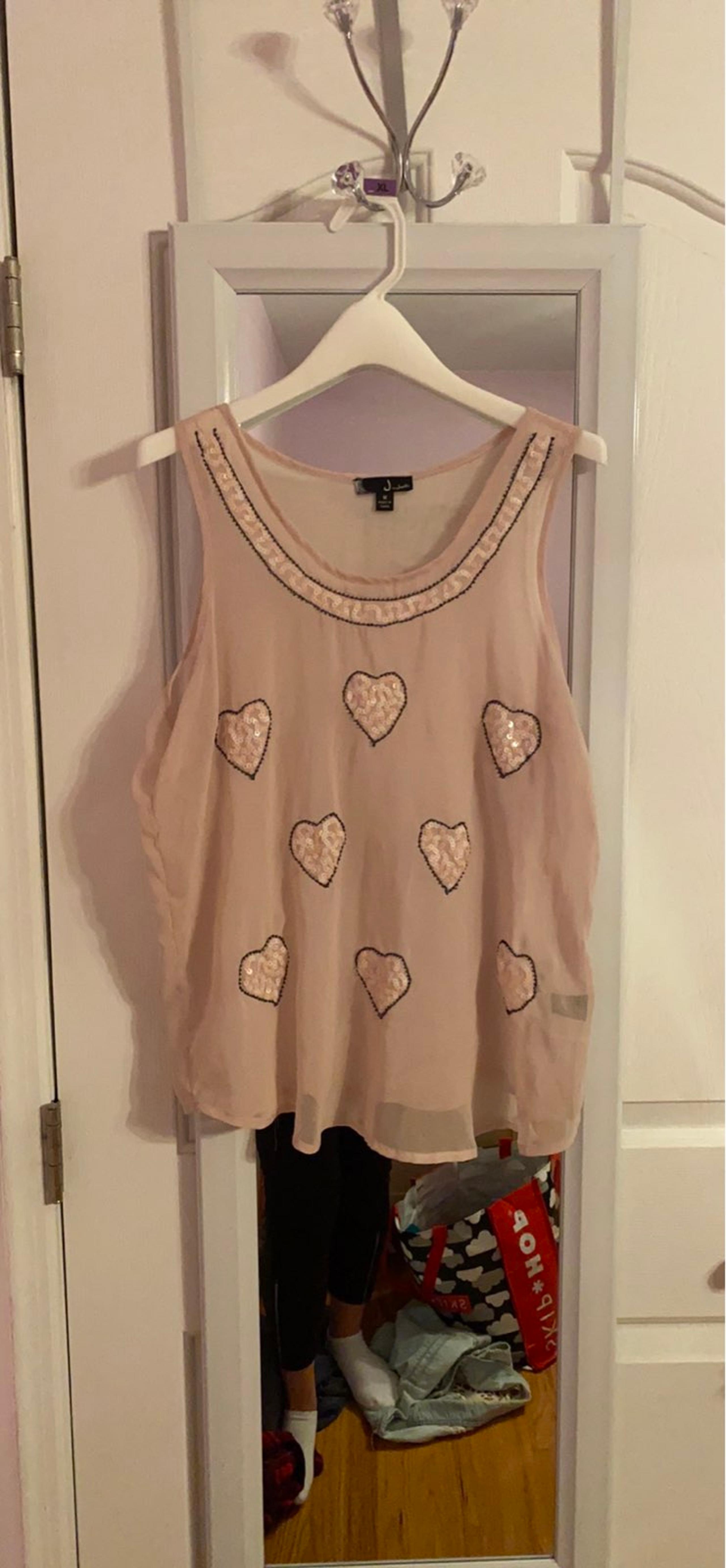 J for Justify Heart Beaded Tank Top-Sz M