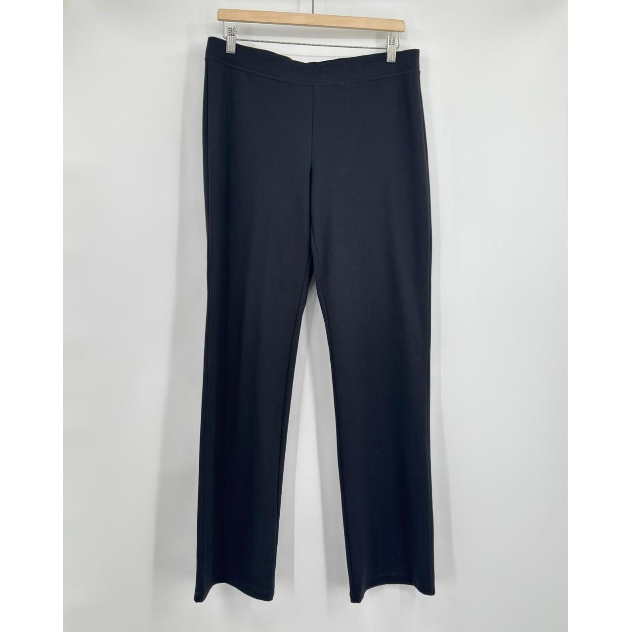Eileen Fisher Womens Black Ponte Straight Leg Pull On Pants Sz M