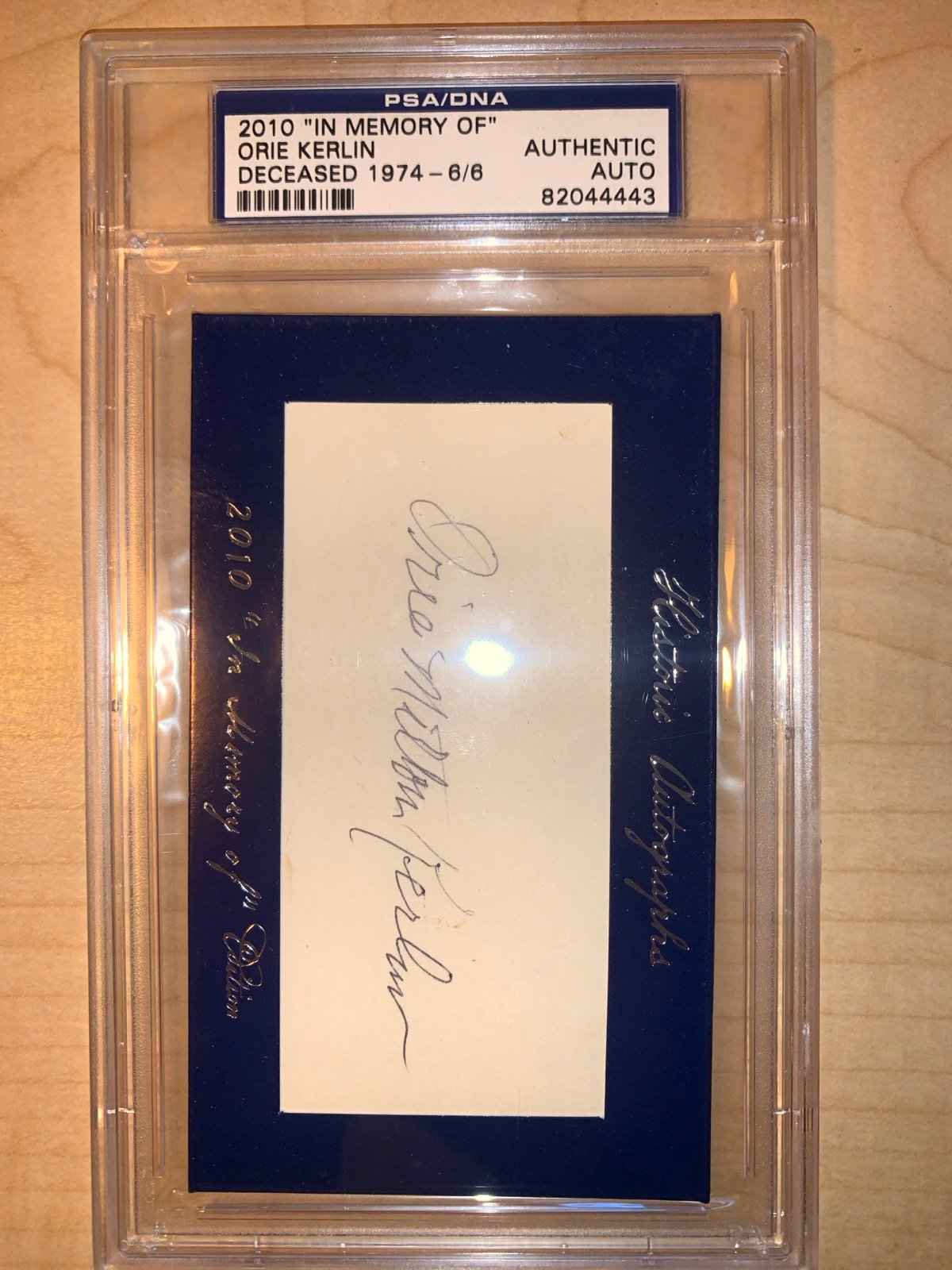 Orie kerlin autograph