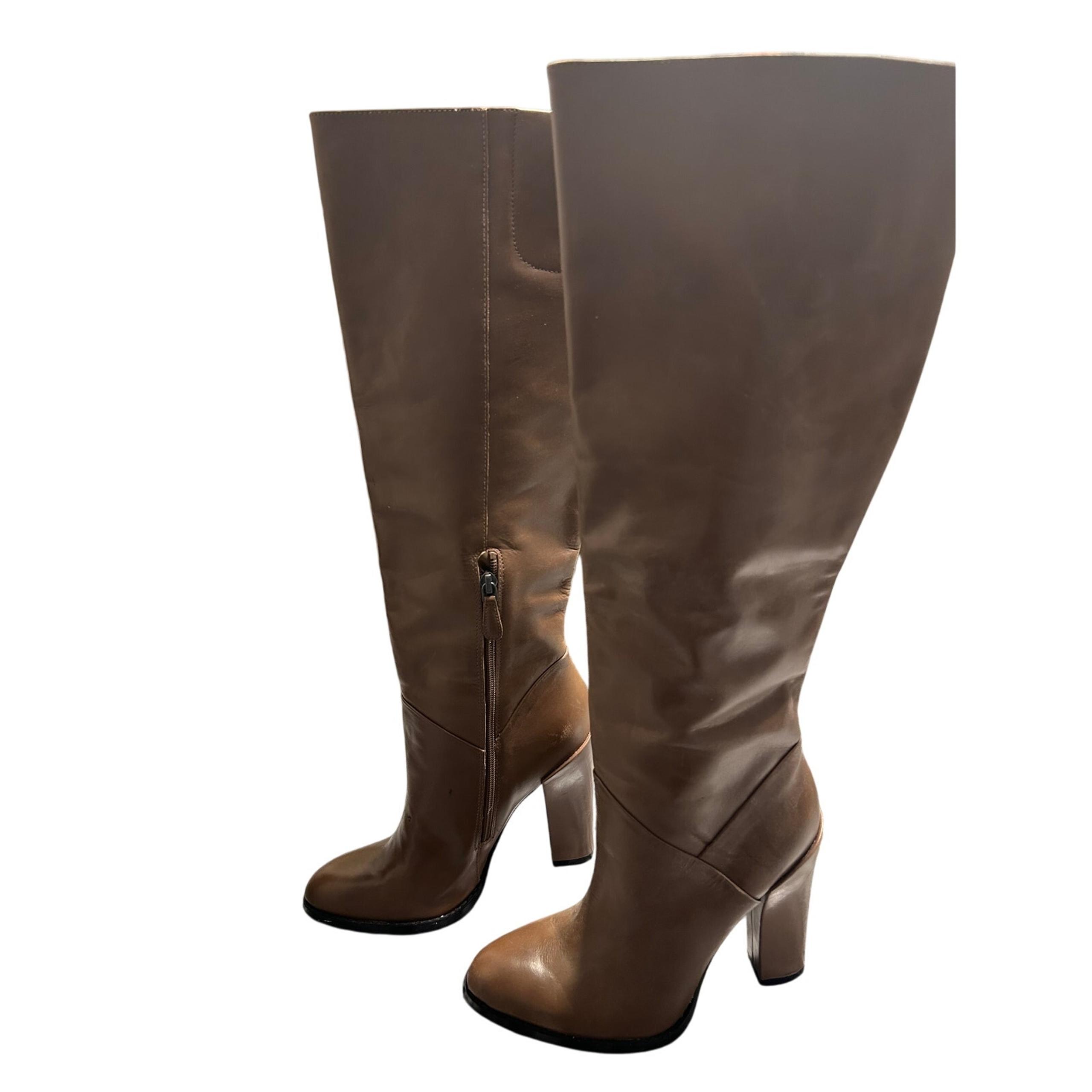 VGUC Boutique Women's Brown Tall Boots Leather Upper Size 7 1/2M