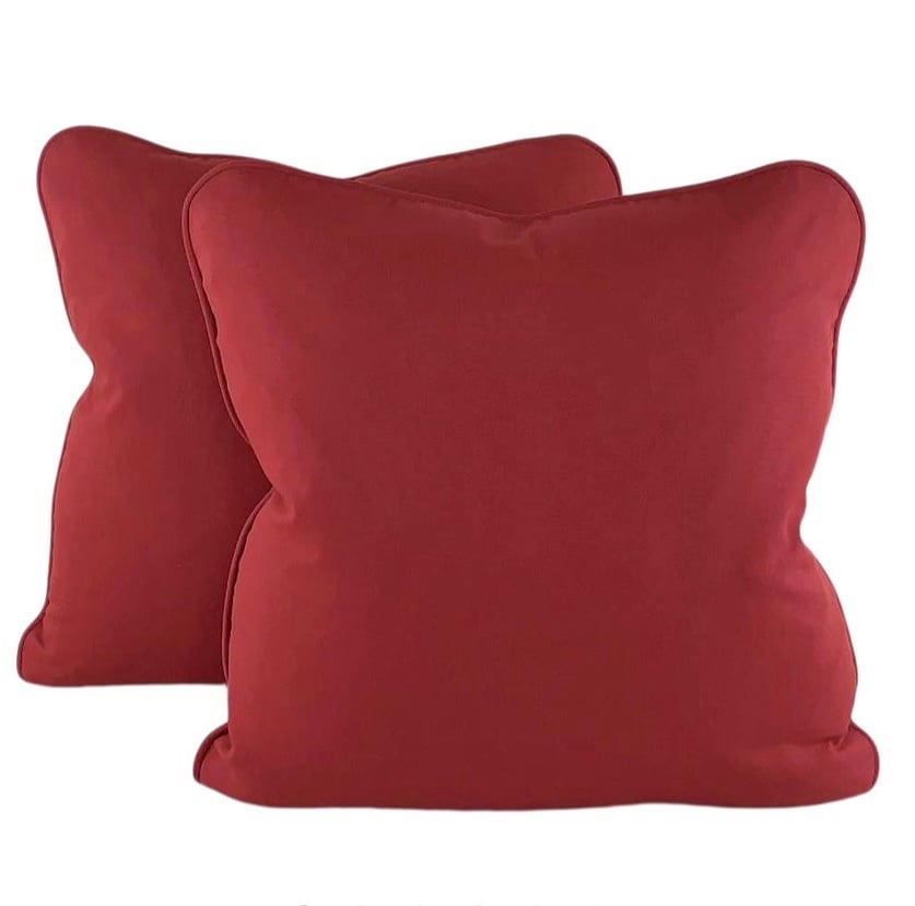 Pair 18 Designer P Kaufmann Waverly Ruby Red Solid Cotton Pillow Covers