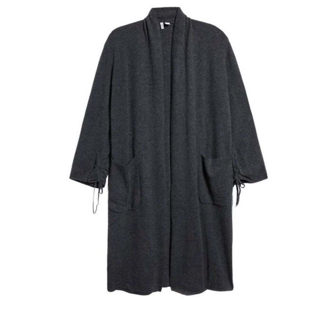 Nordstrom Long Open Front Pocket Cashmere Cardigan In Dark Gray Sz S & M New