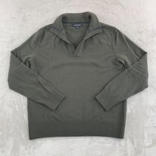Banana Republic V Shawl Neck Sweater Men Large Military Green Extra Fine Wool