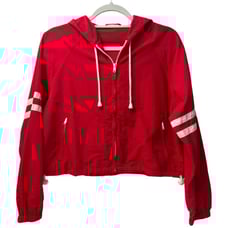 Brandy Melville John Galt Nylon Cropped Windbreaker Hoodie Red S
