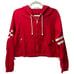 Brandy Melville John Galt Nylon Cropped Windbreaker Hoodie Red S
