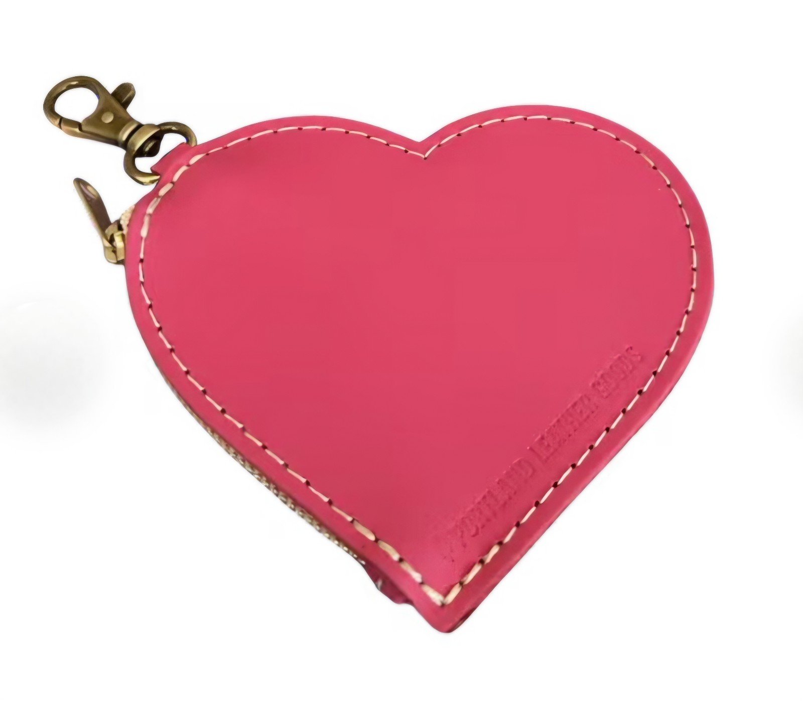 Tulip Pink Heart Zip Pouch Keychain Clip Portland Leather Goods NEW