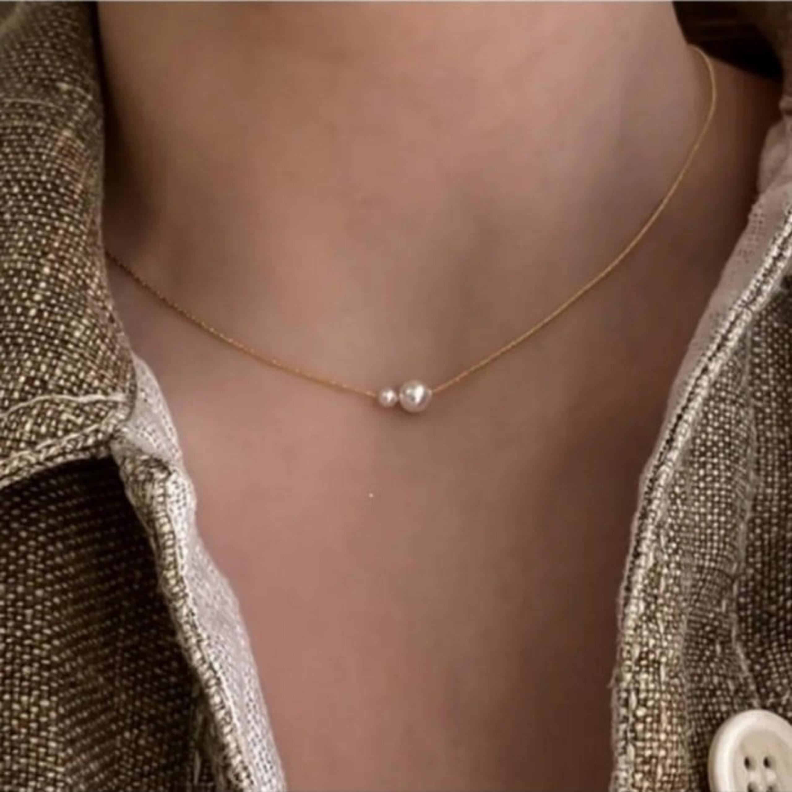Anthropologie Double Floating Pearl Necklace