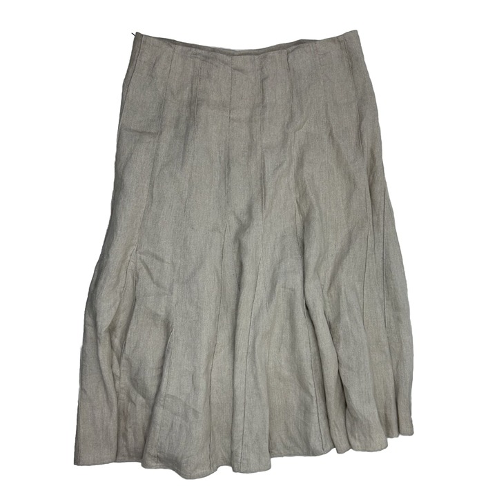 J. Jill womens 14 Gauzy Linen Metallic Pleated A Line Swing Skirt Coastal