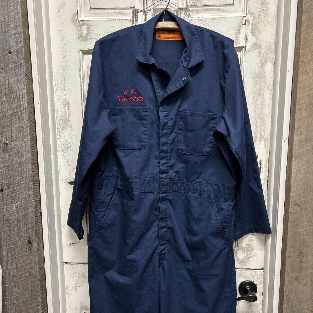 Vintage G M Powertrain Mechanics Overalls Jumpsuit Size 46 Regular
