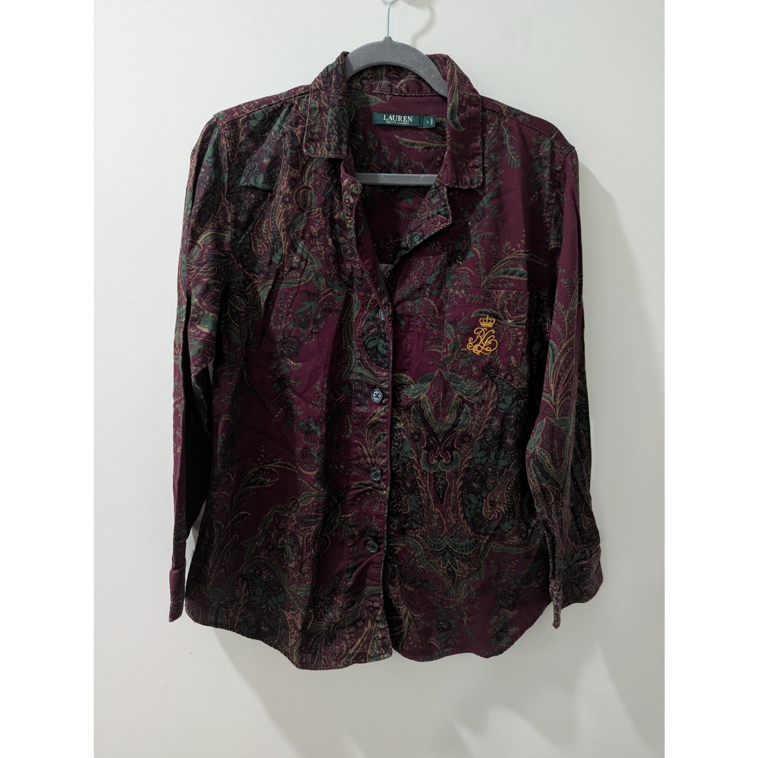 Lauren Ralph Lauren Purple Paisley Crest Logo PJ Top