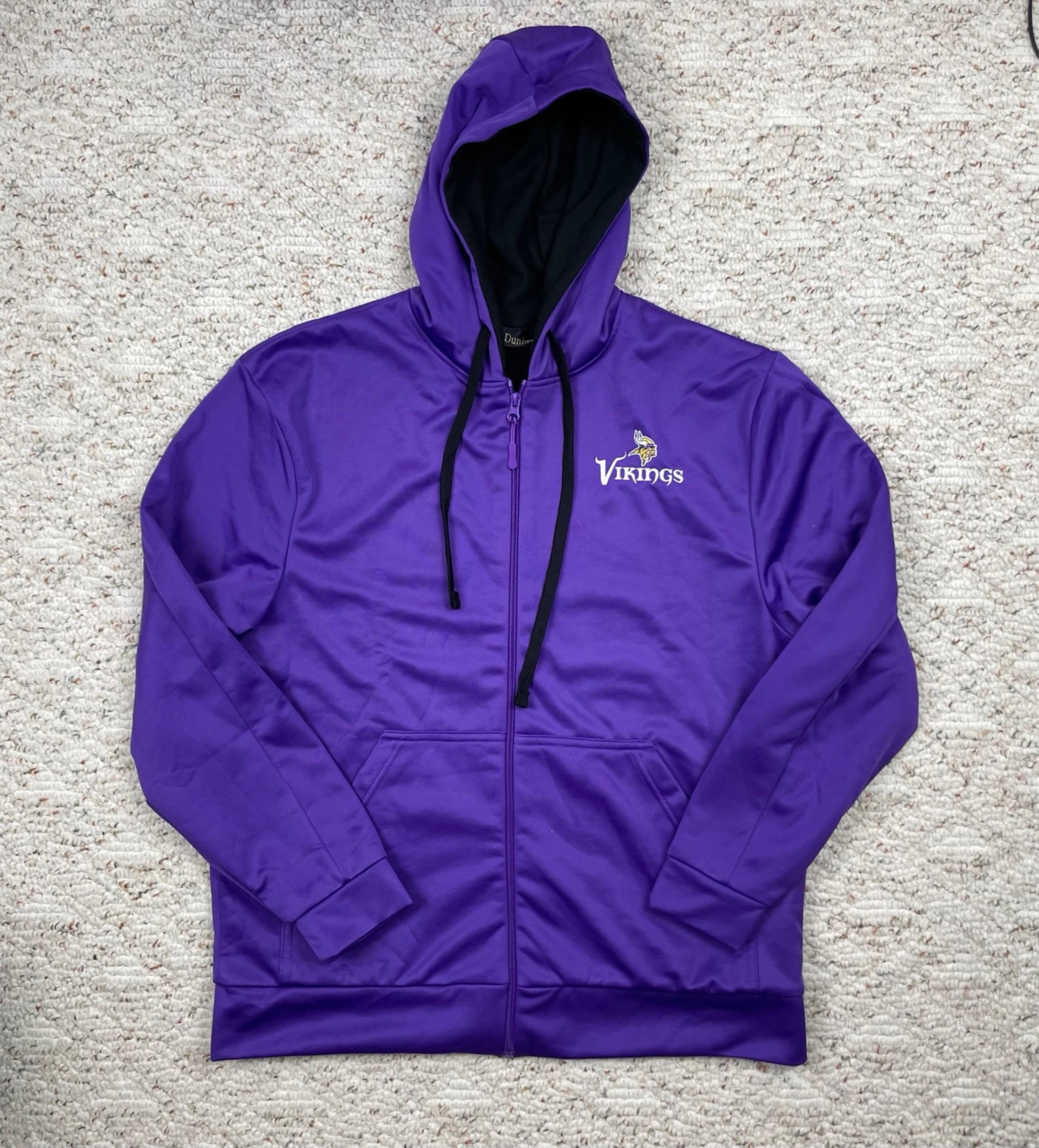 Sz Med Men Dunbrooke Minnesota Vikings Long Sleeve Full Zip Hoodie Thermal Lined