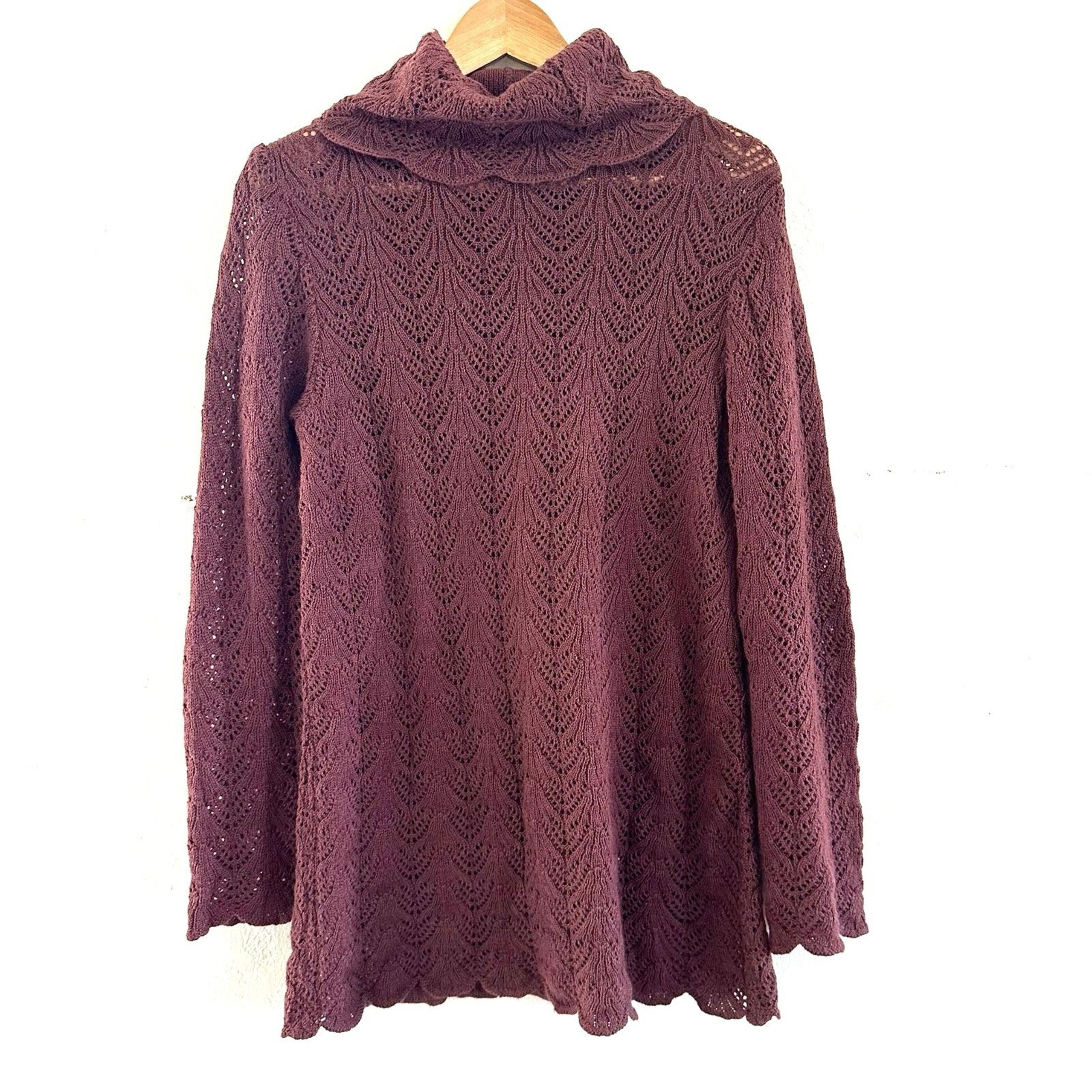 Alpaca Wool Blend Turtle Neck Sweater Size Small Maroon - Peruvian Connection
