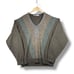 Vintage Giorgio Armani V-Neck Sweater Alpaca Blend Stripe Knit XL Grandpa Grunge
