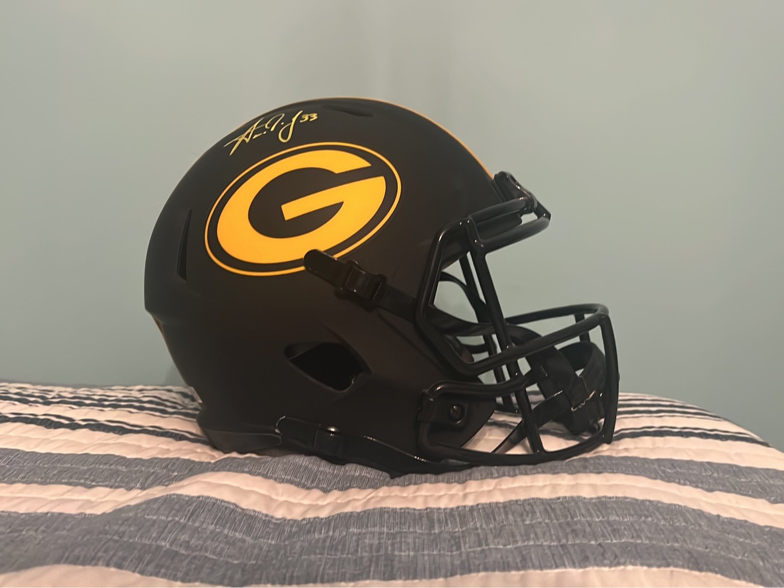 Packers Aaron Jones Signed Color Rush Helmet