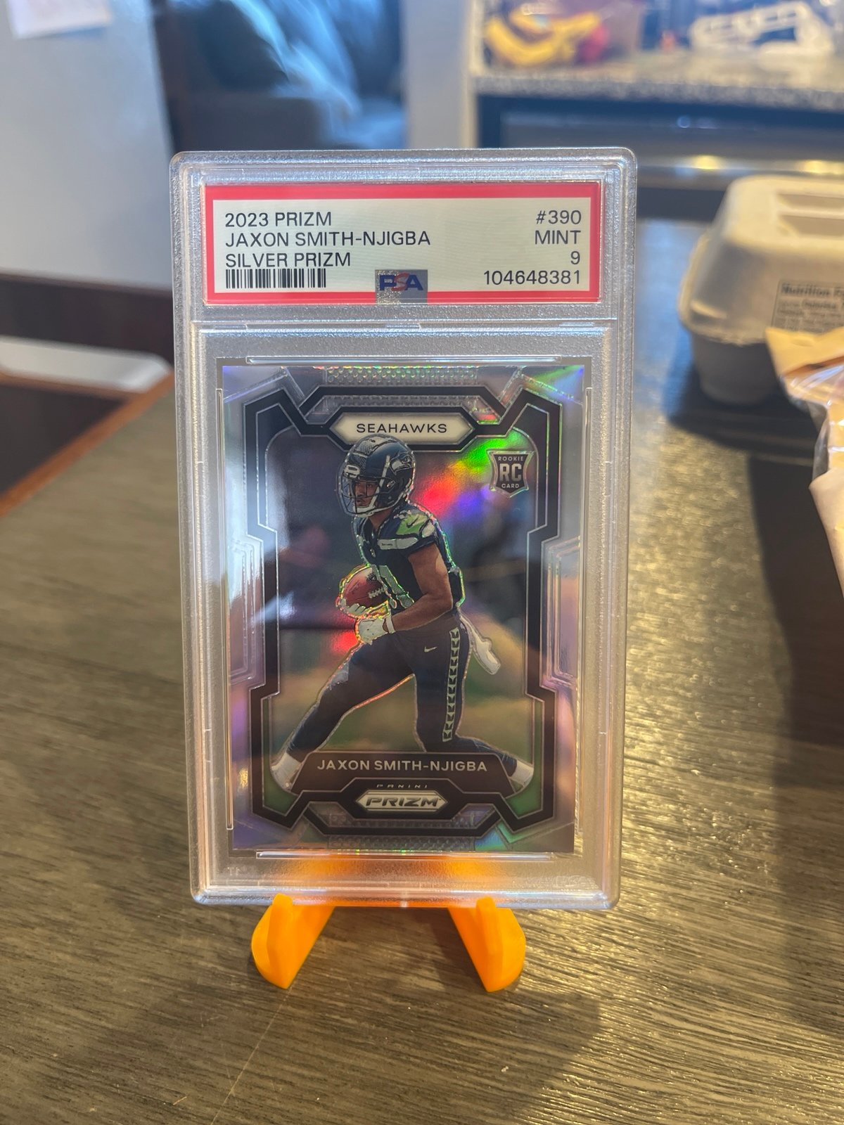 2023 Panini Prizm Football #390 Jaxon Smith-Njigba Prizm Silver Prizm (RC) PSA 9