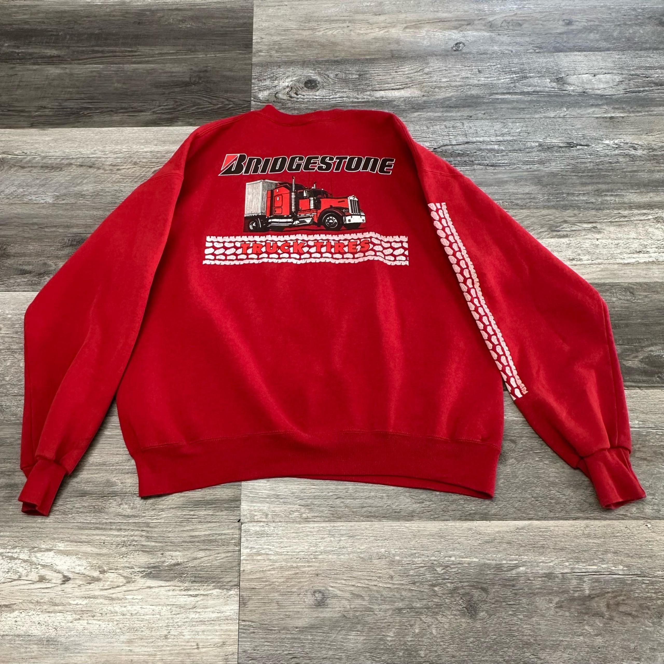 Vintage Jerzees Bridgestone Red Mens XL Terry's Tire Town Crewneck Sweatshirt