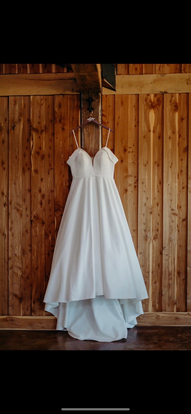 White Satin Off the Shoulder Wedding Dress