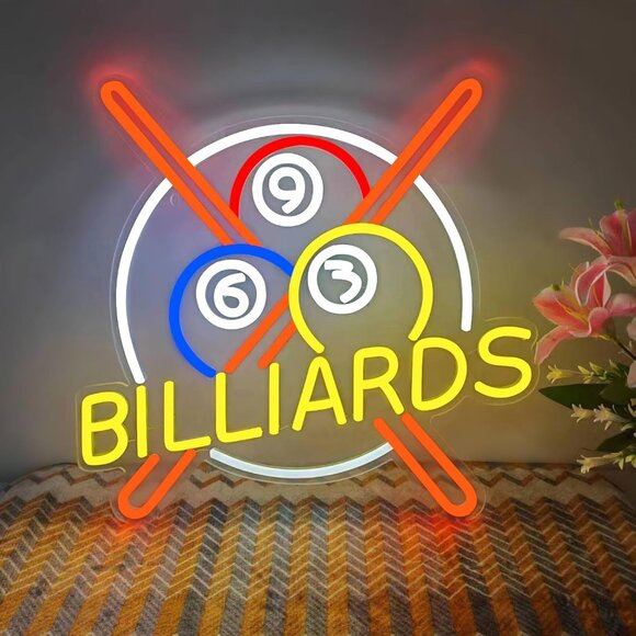 New Billiards Neon Sign, USB Dimmable LED Light for Bedroom & Party Decor