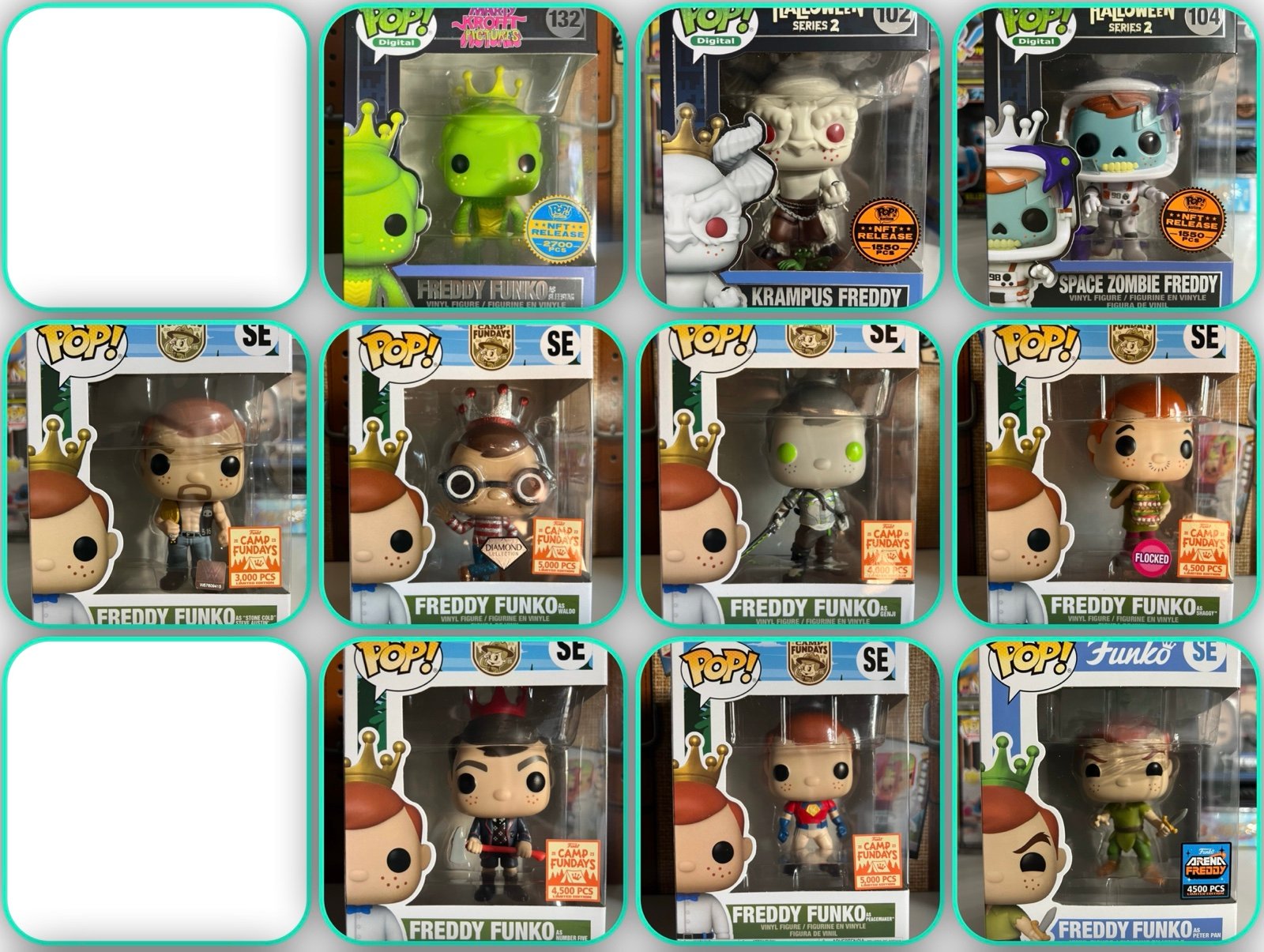 Funko Pop Lot Freddy Funko Krampus - Space Zombie - Peter Pan -Stone Cold