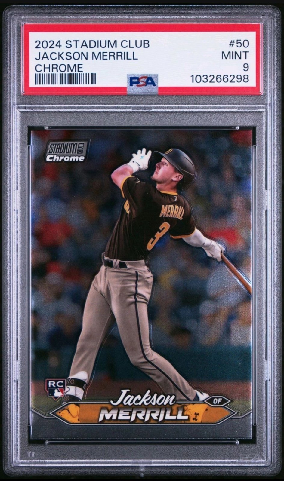 2024 Topps Stadium Club Chrome Jackson Merrill RC #50 PSA MINT 9