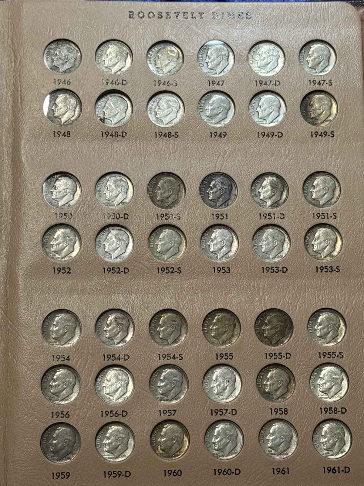 1946-1964 Complete Set Roosevelt Dimes  Folder Book Album