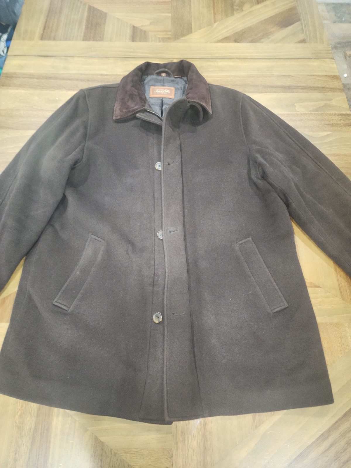 Tasso Elba Brown Jacket Mens Sz Large Wool Blend Mid-length