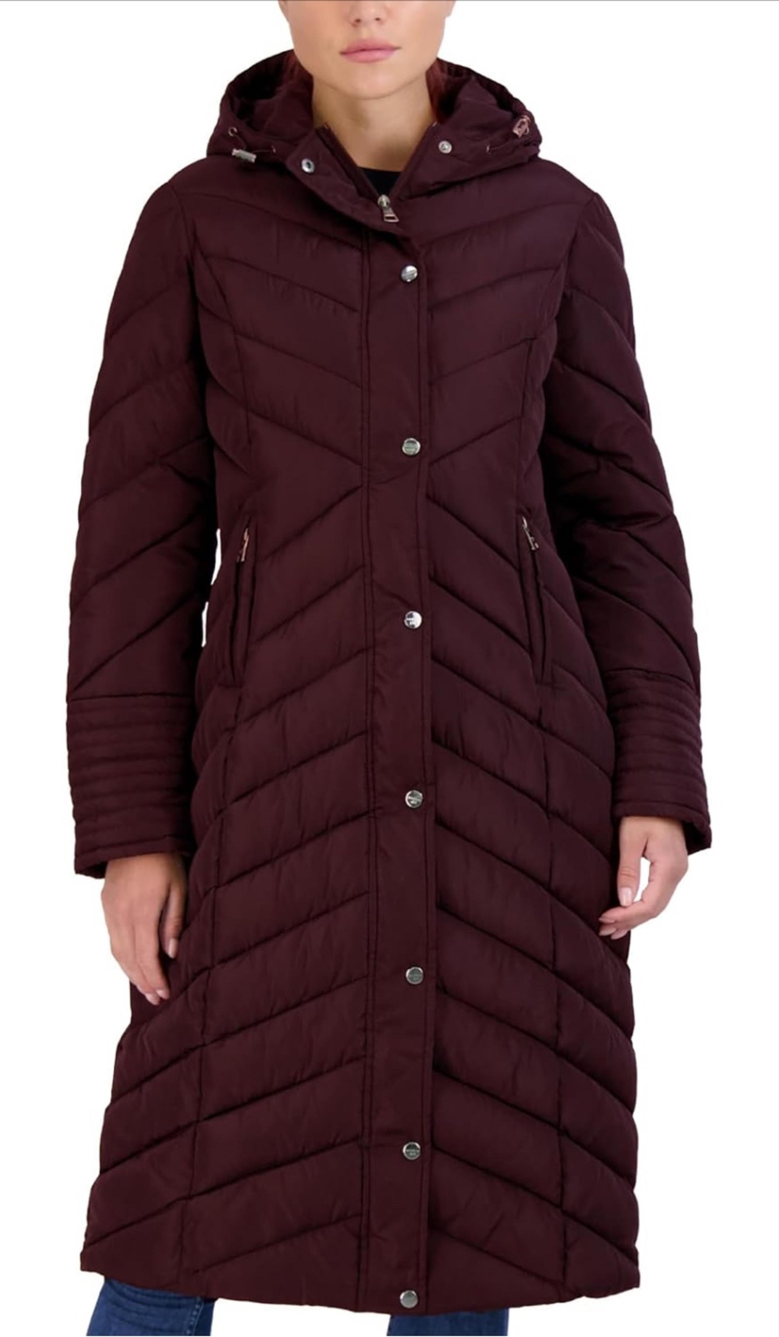MADDEN GIRL STEVE MADDEN: Winter Chevron Maxi Puffer Jacket Sz Small - Merlot