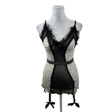 Ladies Leg Avenue Sexy Teddy Lingerie Consume Black and White Size Medium