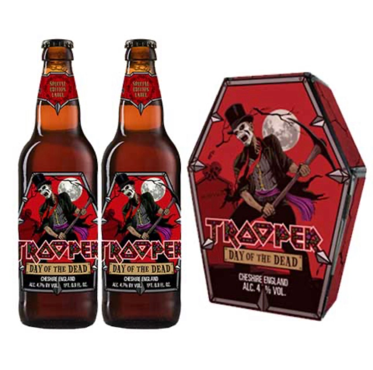 Iron Maiden Trooper Day of the Dead Coffin Pack bottle set