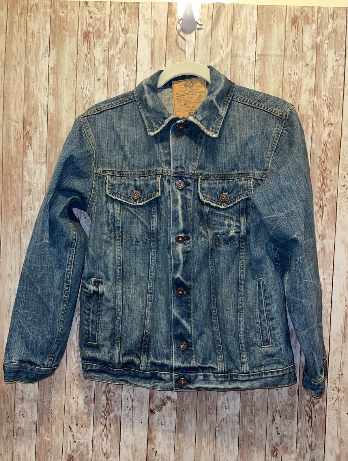 Rare Vintage 60s 70’s Old Navy Denim Trucker Jacket distressed Dark Wash Mens XL