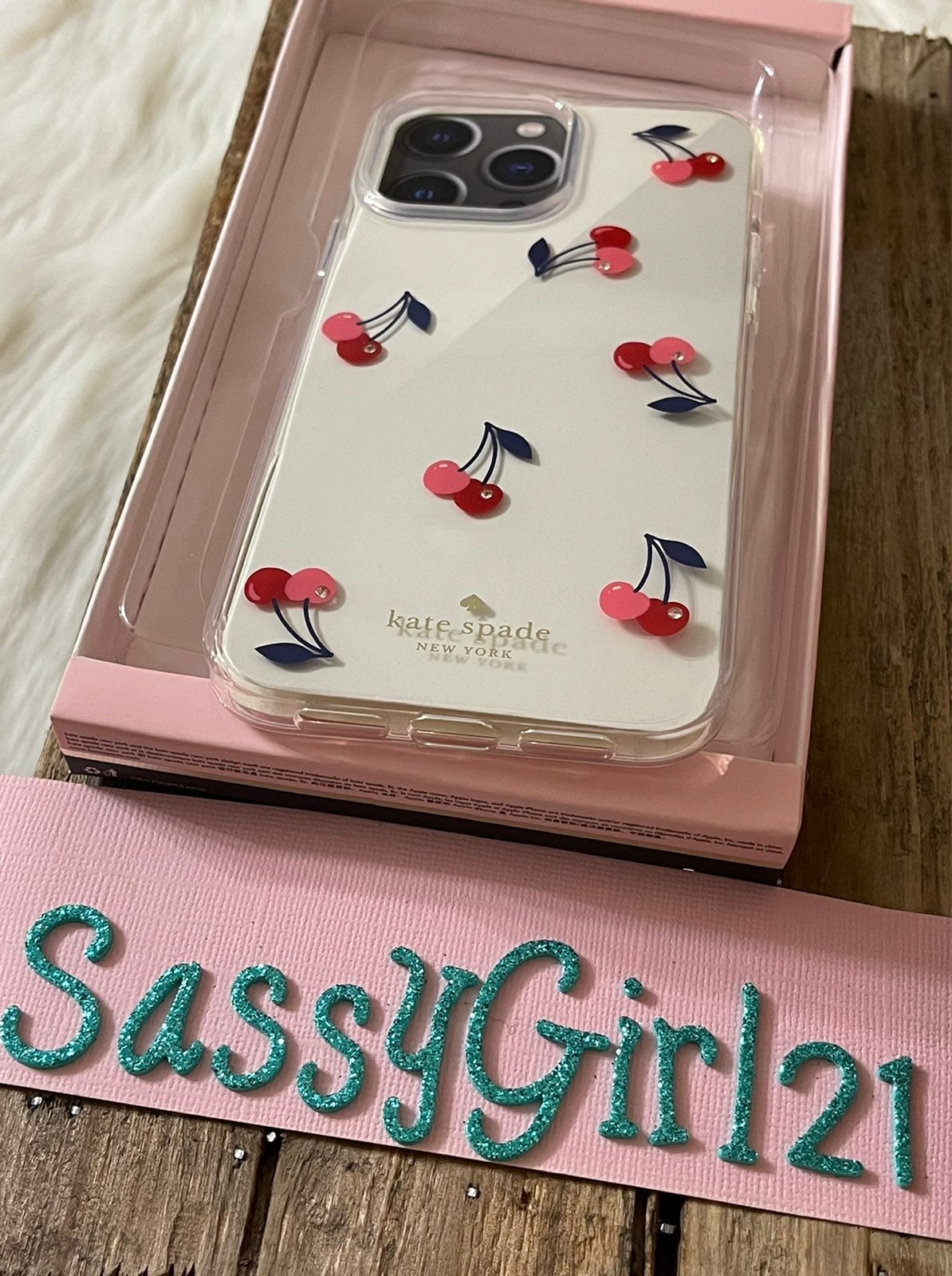 Kate Spade Cherries jeweled Phone Case for iPhone 13 shops PRO MAX