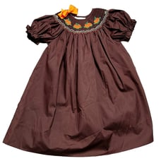 NWT Rosalina Collections Dress Girls Size 24 Months Brown Pumpkin Smocked