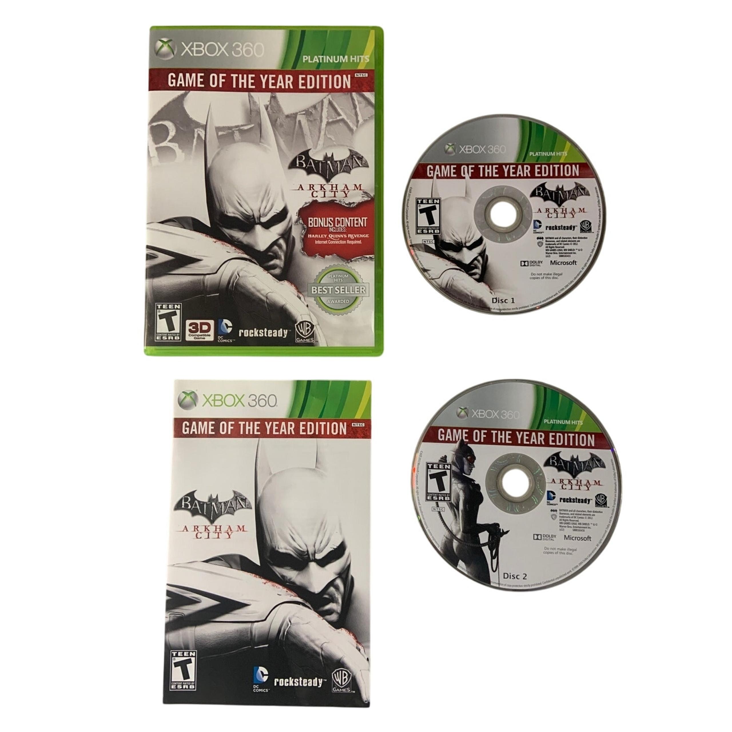 Batman Arkhan City xbox 360 Game of the Year Edition 2 Disc Set Complete