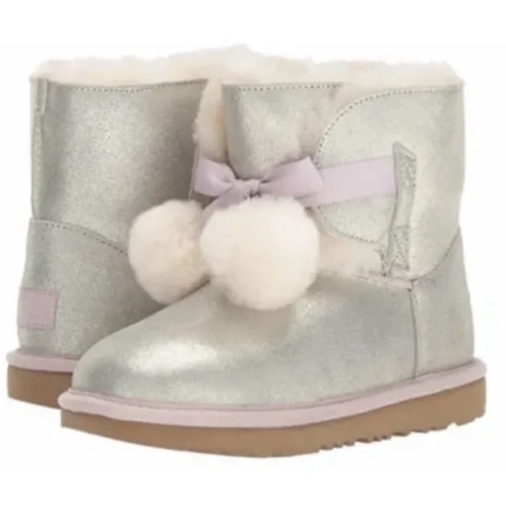 UGG GITA METALLIC POM BOOTS Size 6 Toddler