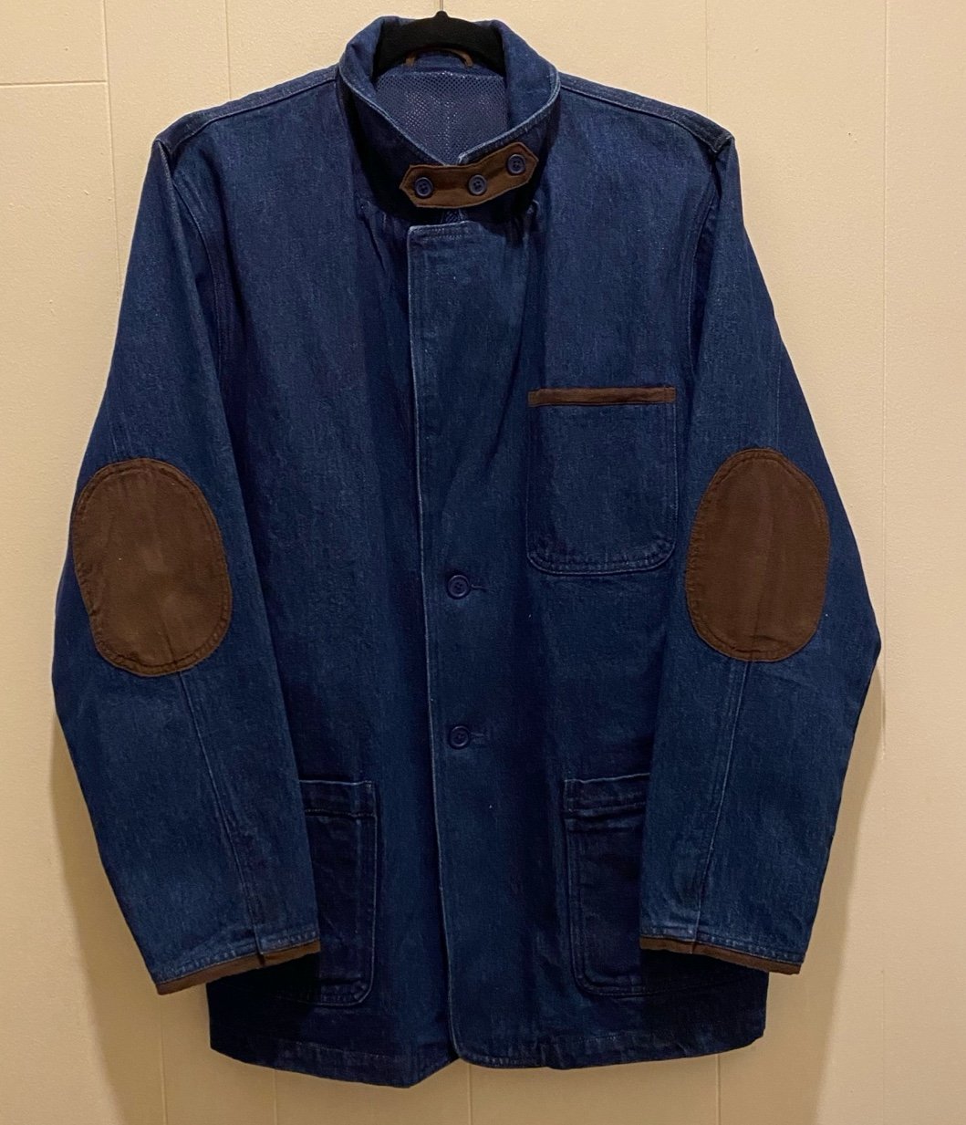 Scandia Woods Denim Chore Jacket w/ Suede Trim and Elbow Patches—Large