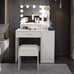 Vanity Table with 10 Dimmable Lighted Mirror Drawer and Shelves for Women Makeup